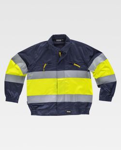 Jacke mit 2 gut sichtbaren und reflektierenden Bändern EN471 Navy Yellow AV