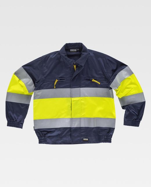 Jacke mit 2 gut sichtbaren und reflektierenden Bändern EN471 Navy Yellow AV