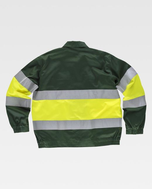Jacke mit 2 Warnbändern und reflektierendem EN471 Dunkelgrün Gelb AV