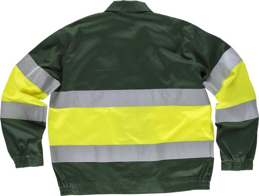 Jacke mit 2 Warnbändern und reflektierendem EN471 Dunkelgrün Gelb AV