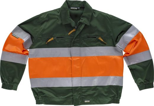Jacket with 2 High Visibility and Reflective tapes EN471 Dark Green Orange AV