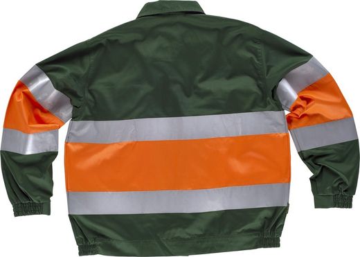 Jacke mit 2 gut sichtbaren und reflektierenden Bändern EN471 Dark Green Orange AV
