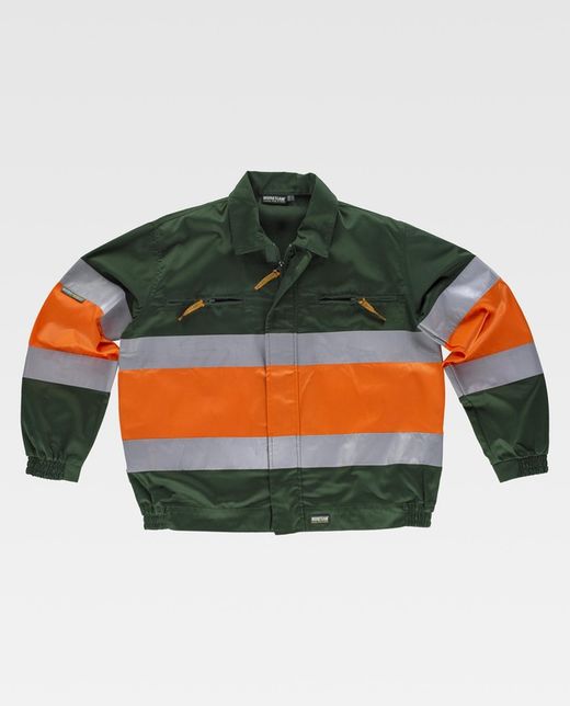 Jacke mit 2 gut sichtbaren und reflektierenden Bändern EN471 Dark Green Orange AV