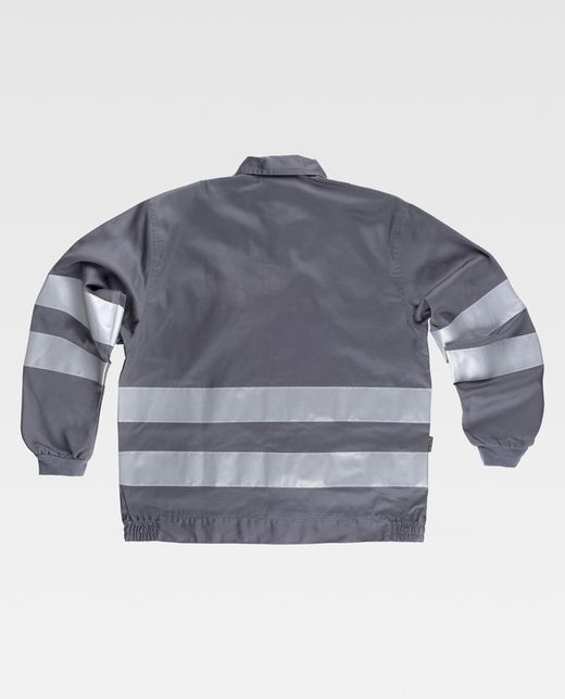 Jacke mit Reißverschluss, 2 Brusttaschen und reflektierenden Bändern Grau