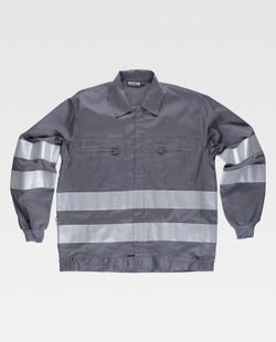Jacke mit Reißverschluss, 2 Brusttaschen und reflektierenden Bändern Grau