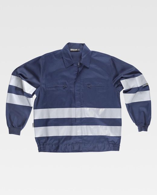 Jacke mit Reißverschluss, 2 Brusttaschen und reflektierenden Bändern Navy