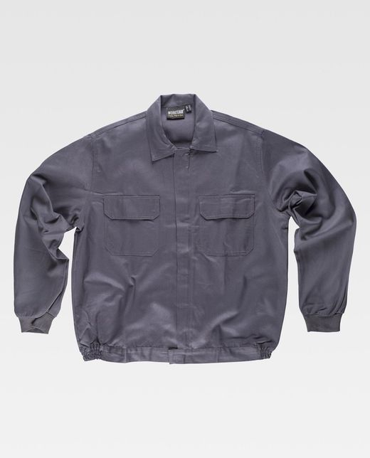 Jacke mit verstecktem Metallreißverschluss und zwei Brusttaschen mit Klappen aus 100% Baumwollgrau