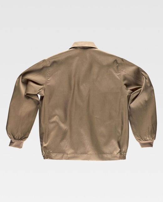 Jacke mit Nylonreißverschlüssen, elastischer Taille und zwei beige Brusttaschen