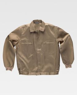 Jacke mit Nylonreißverschlüssen, elastischer Taille und zwei beige Brusttaschen