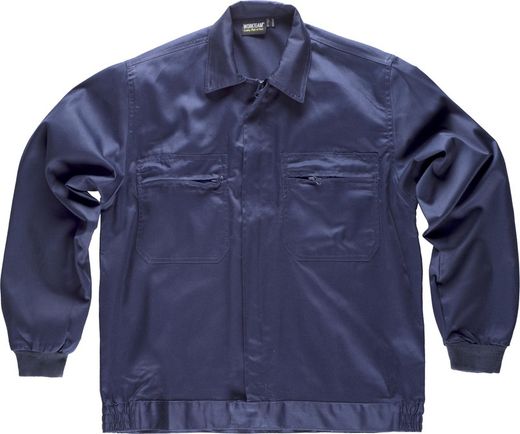 Veste avec fermetures à glissière en nylon, taille élastique et deux sacs de poitrine bleu marine