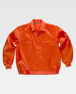 Jacke mit Nylonreißverschlüssen, elastischer Taille und zwei Brusttaschen Orange