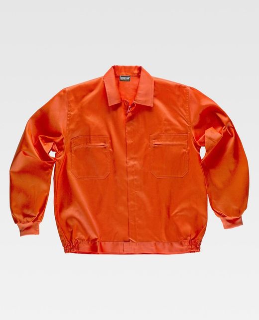 Jacke mit Nylonreißverschlüssen, elastischer Taille und zwei Brusttaschen Orange