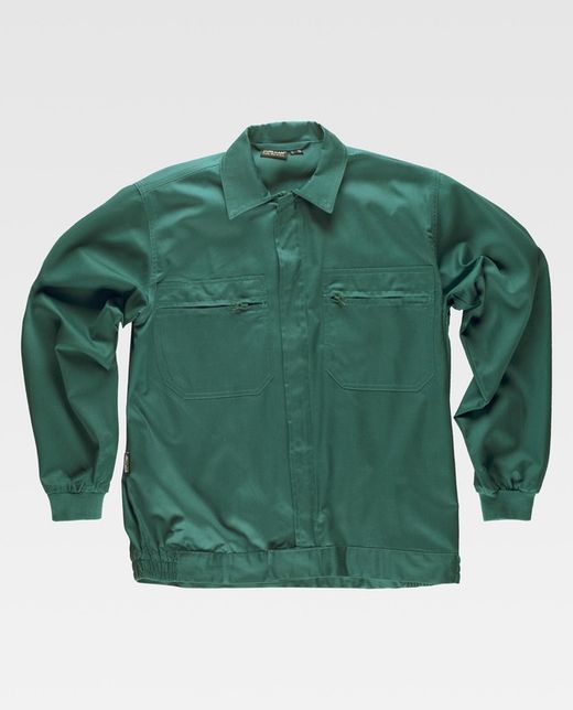 Jacke mit Nylonreißverschlüssen, elastischer Taille und zwei Brusttaschen Grün