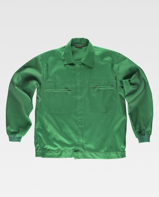 Jacke mit Nylonreißverschlüssen, elastischer Taille und zwei Brusttaschen Pistaziengrün