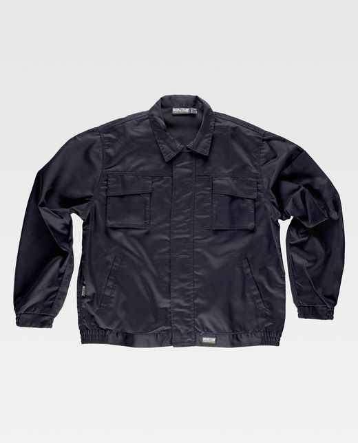 Reißverschlussjacke mit 2 dreifach genähten Brusttaschen Schwarz