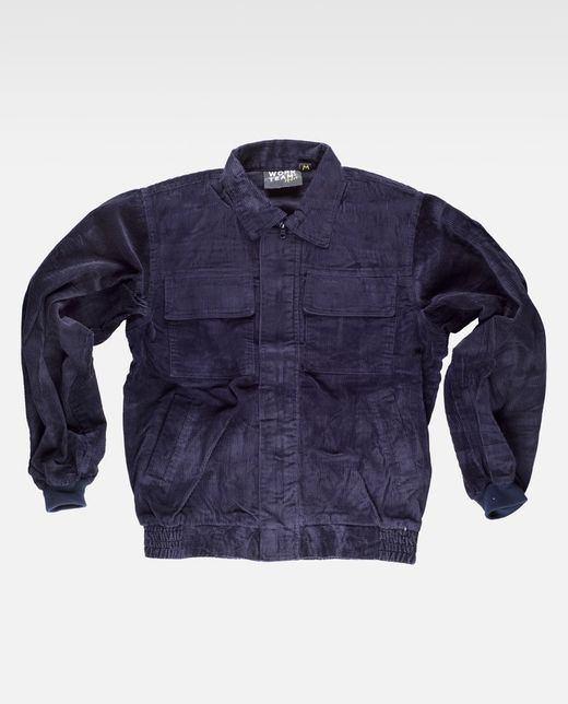 Cordjacke mit Reißverschluss und 2 Brusttaschen Navy