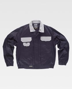 Kombinierte Jacke der Linie 3, elastische Taille und zwei Brusttaschen in Marinegrau