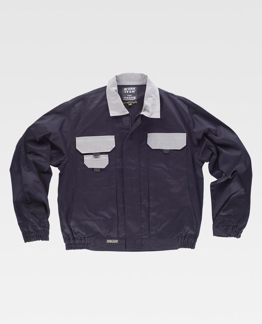 Kombinierte Jacke der Linie 3, elastische Taille und zwei Brusttaschen in Marinegrau