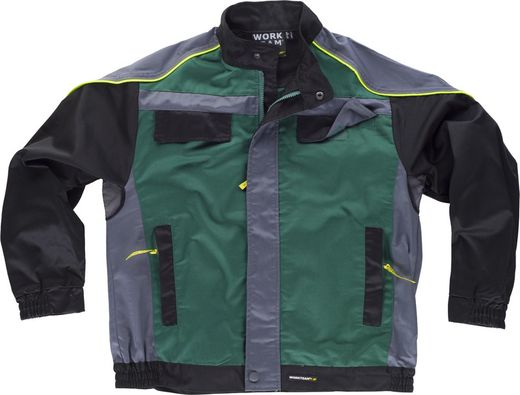 Giacca linea 5 combi 3 colori Cerniera dritta in nylon, profilo riflettente Verde Grigio scuro Nero