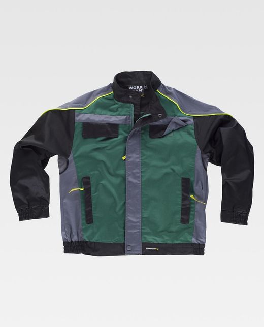 Jacket line 5 combi 3 colors Straight nylon zipper, reflective piping Green Dark Gray Black