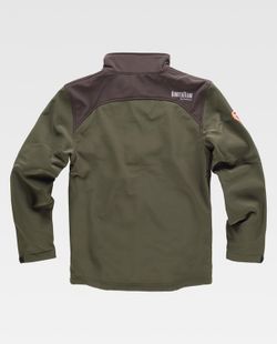 Workshell-Jacke mit zwei Seitentaschen, kombiniert Hunting Green / Brown