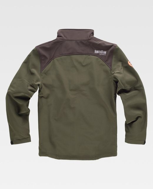 Workshell-Jacke mit zwei Seitentaschen, kombiniert Hunting Green / Brown