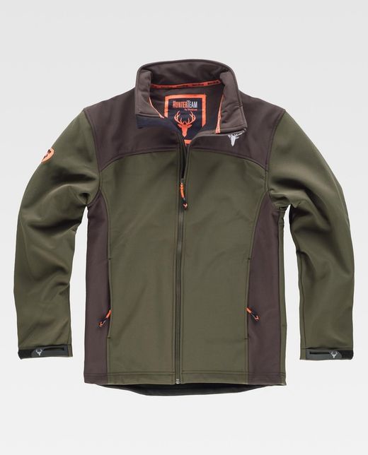Workshell-Jacke mit zwei Seitentaschen, kombiniert Hunting Green / Brown