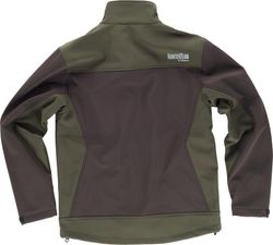 Workshell-Jacke mit zwei Seitentaschen und 2 Brusttaschen kombiniert Braun / Jagdgrün