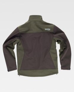 Workshell-Jacke mit zwei Seitentaschen und 2 Brusttaschen kombiniert Braun / Jagdgrün