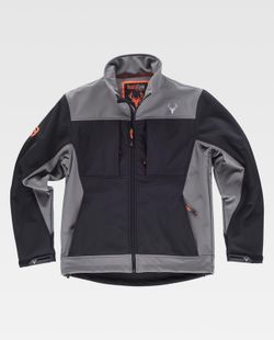 Workshell-Jacke mit zwei Seitentaschen und 2 Brusttaschen kombiniert in Schwarzgrau