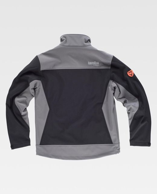 Workshell-Jacke mit zwei Seitentaschen und 2 Brusttaschen kombiniert in Schwarzgrau