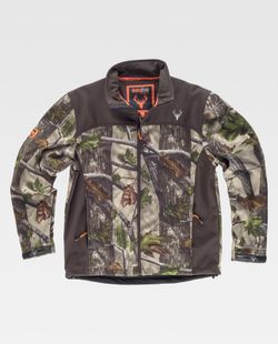 Workshell-Jacke mit Aufdruck, mit 2 Seitentaschen und 2 Brusttaschen Camouflage Forest Green Brown
