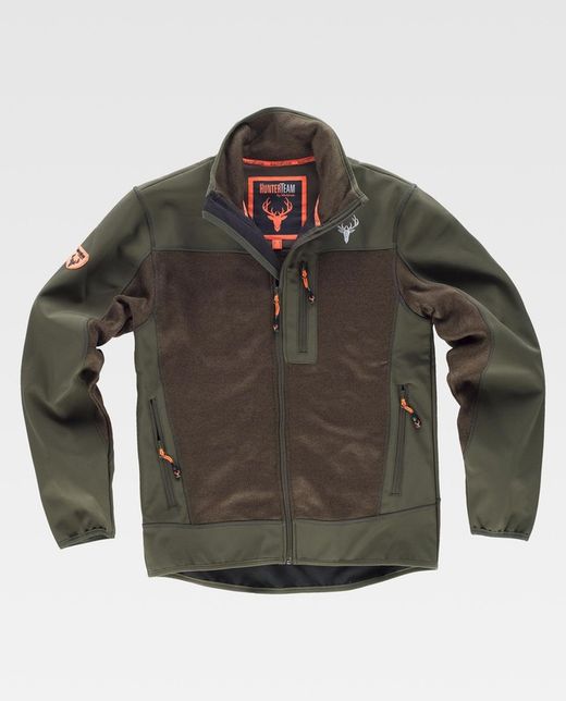 Cazadora workshell punto Verde Caza / Marron