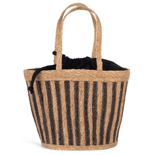 Cesta/Bolso de junco a rayas