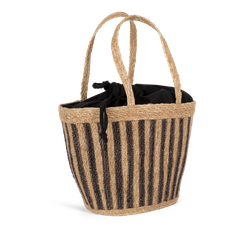 Cesta/Bolso de junco a rayas