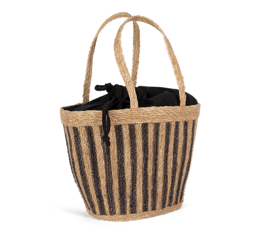 Cesta/Bolso de junco a rayas