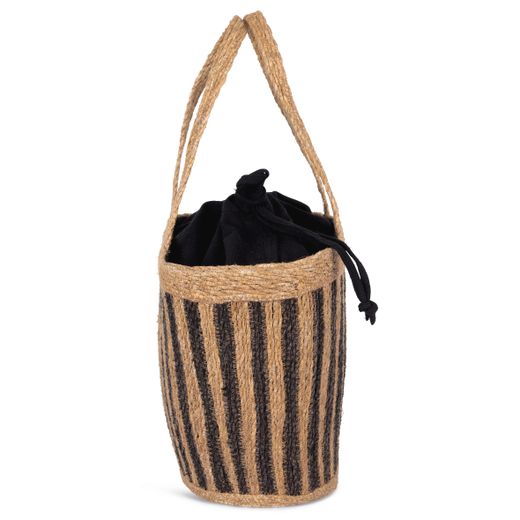 Cesta/Bolso de junco a rayas