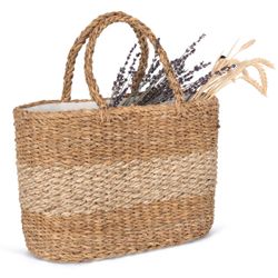 Cesta/Bolso de yute y junco