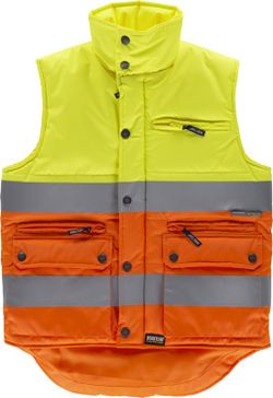 Colete acolchoado de alta visibilidade e dois tons com duas fitas refletivas Amarelo AV Laranja AV