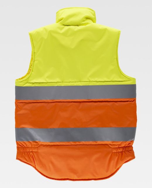 Zweifarbige, gut sichtbare, gepolsterte Weste mit zwei reflektierenden Bändern Yellow AV Orange AV