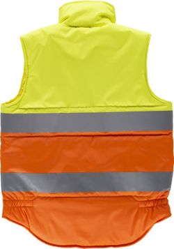 Zweifarbige, gut sichtbare, gepolsterte Weste mit zwei reflektierenden Bändern Yellow AV Orange AV