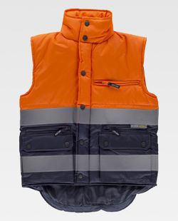 Zweifarbige gepolsterte Weste mit 2 reflektierenden Bändern Orange AV Navy