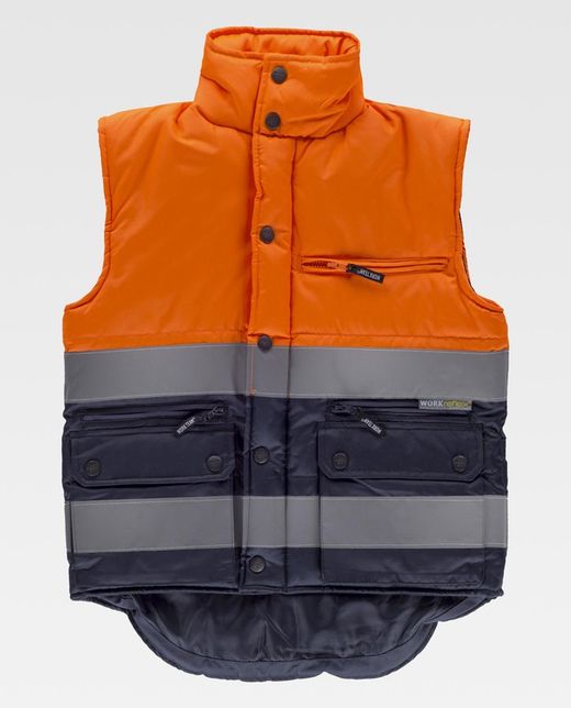 Zweifarbige gepolsterte Weste mit 2 reflektierenden Bändern Orange AV Navy