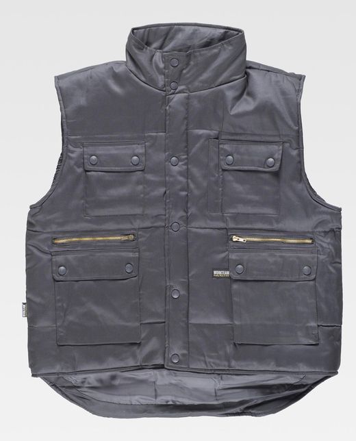 Gepolsterte Weste, Mehrfachtasche mit Windjacke 100% Cotton Grey