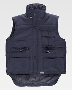 Gepolsterte Weste mit mehreren Taschen und Windjacke in Navy-Ärmeln