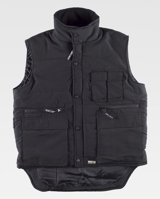 Chaleco acolchado cortavientos en mangas Negro