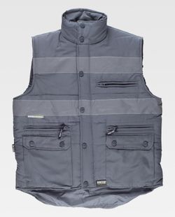 Gepolsterte Weste und Mehrfachtasche mit Windschutz und 2 reflektierenden Bändern Grau