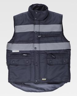 Gepolsterte Weste und Mehrfachtasche mit Windjacke und 2 reflektierenden Bändern Navy