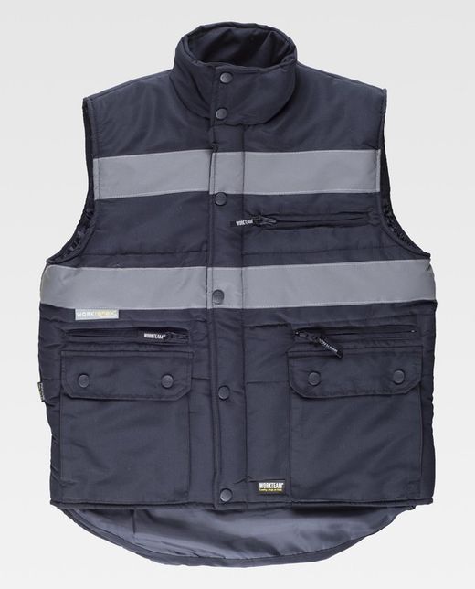 Gepolsterte Weste und Mehrfachtasche mit Windjacke und 2 reflektierenden Bändern Navy