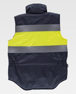 Gepolsterte Weste mit mehreren Taschen, zwei reflektierenden Bändern und gut sichtbarem Stoff Navy Yellow AV